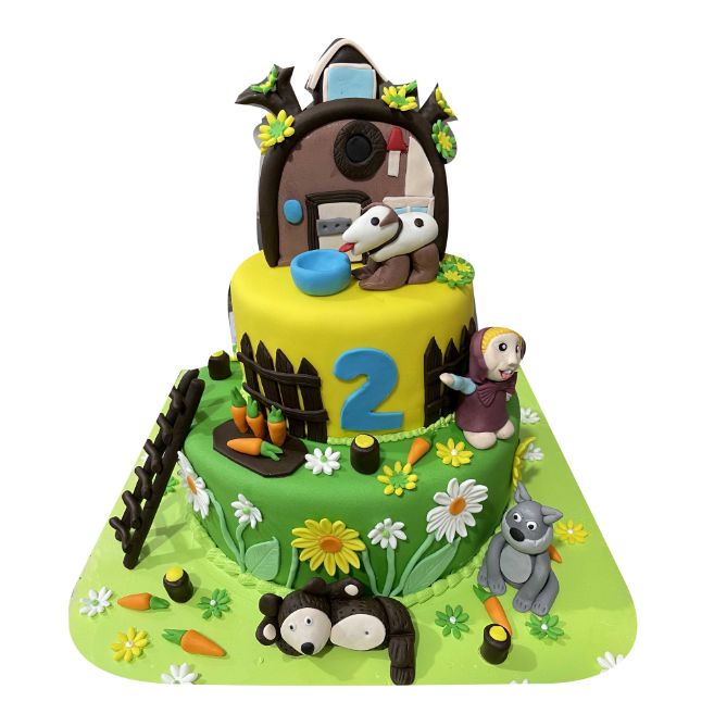 (628) Masha And Bear Grand Fondant Cake
